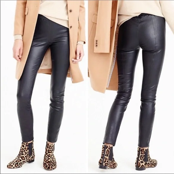 JCrew genuine leather pants EUC taupe small 2 - Picture 6 of 13